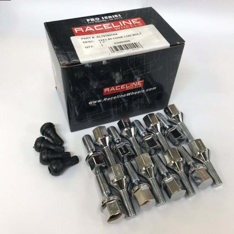 Raceline L791807A4 12x1.50 1.1in Cone Chrome Lug Bolts