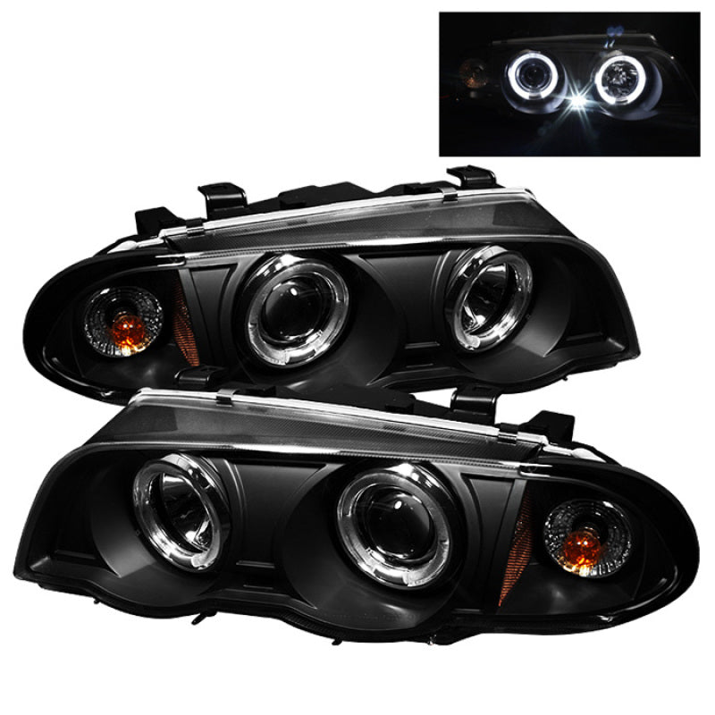Spyder 5008947 fits BMW 99-01 E46 3-Series 4DR Projector 1PC LED Halo Amber Ref