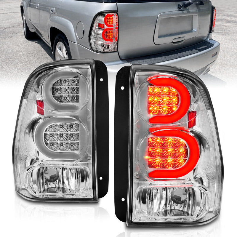 ANZO 311373 2009 fits Chevrolet 02-20 Trailblazer LED Tail Lights w/ Light Bar Chrome Housing Clear Lens