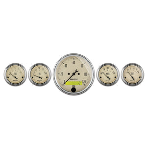 AutoMeter 1809 AutoMeter Gauge Kit 5 Pc. 3-1/8in. & 2-1/16in. Elec. Speedometer Antique Beige