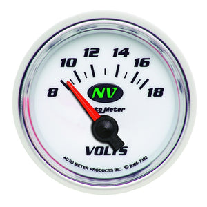AutoMeter 7392 Autometer Voltmeter 52.4mm Short Sweep Electric 8-18 Volts