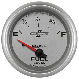 AutoMeter 7714 AutoMeter Gauge Fuel Level 2-5/8in. 0 Ohm(e) to 90 Ohm(f) Elec Ultra-Lite II