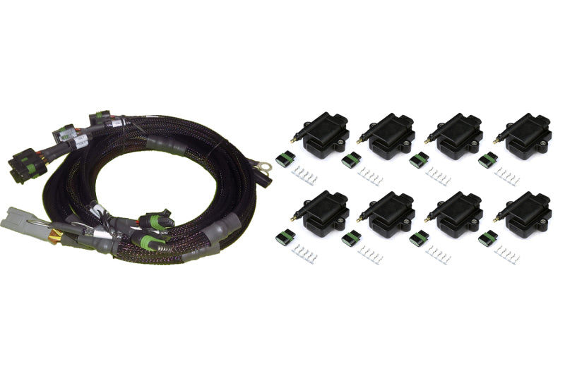 Haltech HT-130313 Big/Small Block fits Ford V8 8 Channel Individual High Output IGN-1A Inductive Coil & Harness Kit