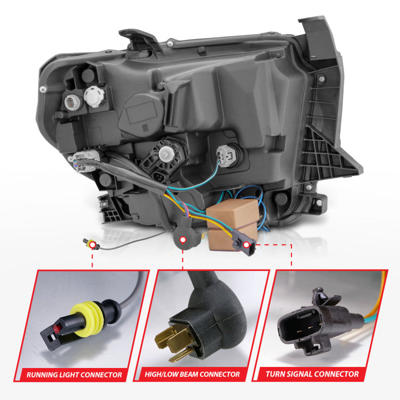 ANZO 111532 2017 fits Toyota 14-20 Tundra LED Crystal Headlights w/ Switchback Chrome Housing w/ DRL