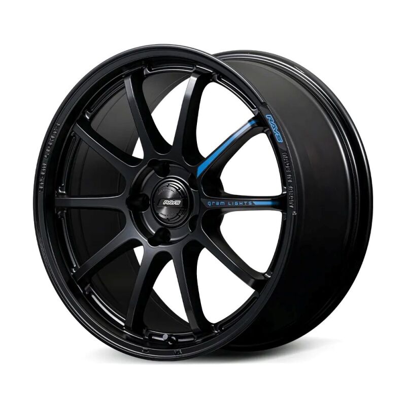 Gram Lights 57NR LIMITED II 18x9.5 +45 5-100 Semigloss Black Wheel w/ Black Cap/Stickers/Air Valve