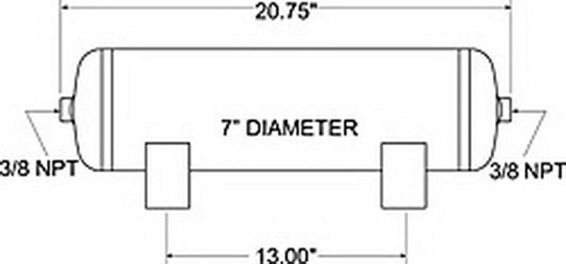 Firestone 9229 Air Tank 3 Gallon 7in. x 20.75in. (2) 3/8in. NPT Ports 150 PSI Max - Black (WR17609229)