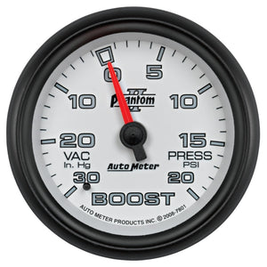 AutoMeter 7801 AutoMeter Gauge Vac/Boost 2-5/8in. 30Inhg-20PSI Mechanical Phantom II