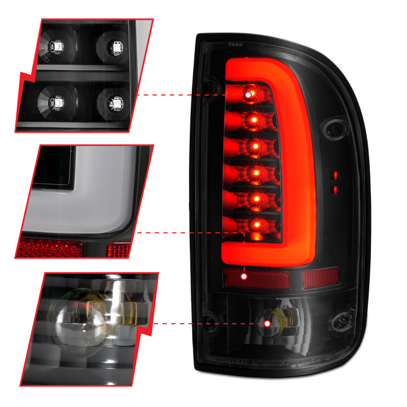 ANZO 311354 1900 fits Toyota 95-20 Tacoma LED Taillights Black Housing Smoke Lens (Pair)