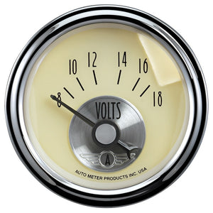AutoMeter 2092 Autometer Prestige Series 52mm 8-18V Short Sweep Electronic Voltmeter Gauge