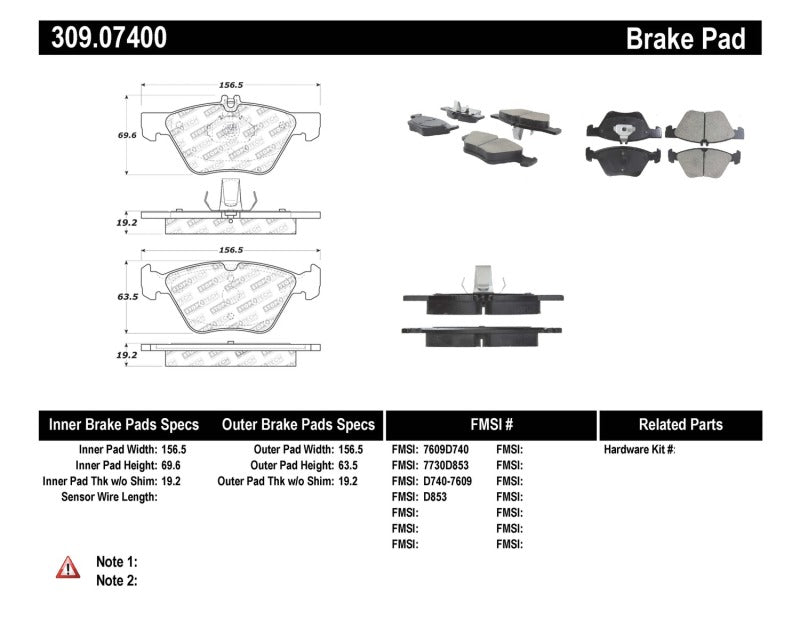 Stoptech 309.074 Performance Brake Pads