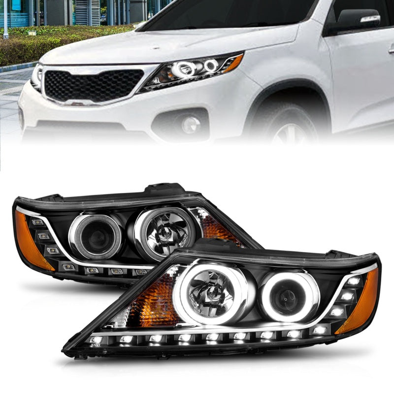 ANZO 111248 2013 fits Kia 11-20 Sorento Projector Headlights w/ Halo Black (CCFL)