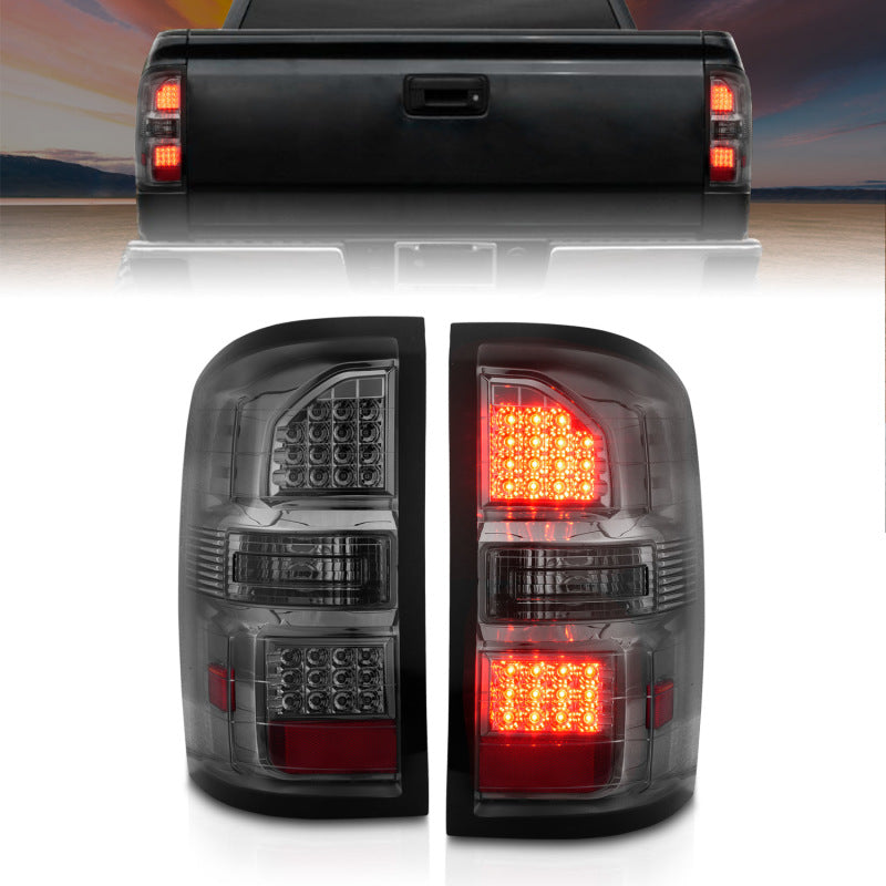 ANZO 311398 2018 fits GMC 14-20 Sierra LED Tail Lights Black Housing Smoke Lens