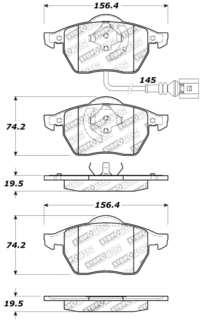 Stoptech 309.06871 Performance 99-08 fits VW Jetta / 5/99-05 Golf GTi/GLS Turbo Front Brake Pads