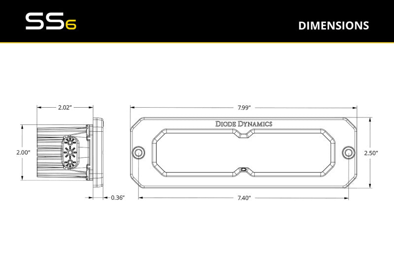 Diode Dynamics DD8169P SS6 Sport Yellow Flood Flush ABL (pair) 3000K