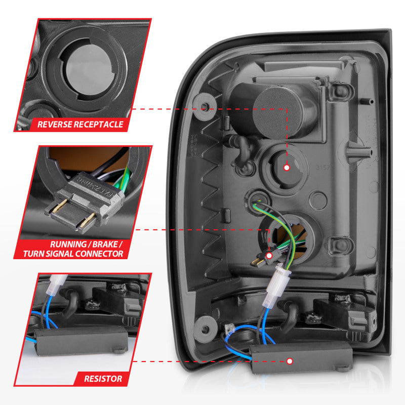 ANZO 311393 2011 fits Ford 01-20 Ranger LED Tail Lights w/ Light Bar Chrome Housing Red/Clear Lens