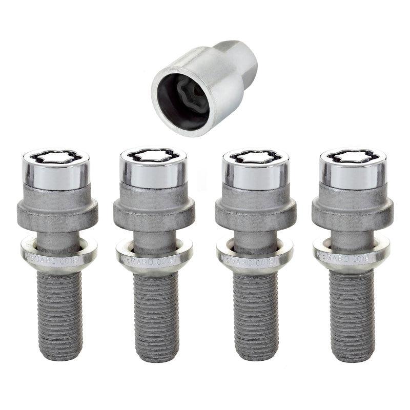 McGard 28032 Wheel Lock Bolt Set - 4pk. (Radius Seat) M14X1.5 / 19mm Hex / 35.4mm Shank Length - Chrome