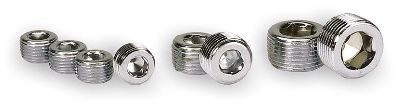 Moroso 39152 Chrome Plated Pipe Plugs - 3/8in NPT Thread - 4 Pack