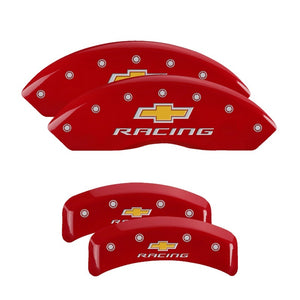MGP 13013SBRCRD 4 Caliper Covers Engraved F & R fits Chevy Racing Red Finish Sil