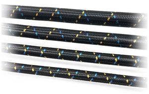 GReddy 12851200 AN12 REUSABLE HOSE NYLON BRAIDED BLACK/GOLD/BLUE (PRICED PER FOO