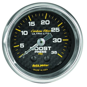 AutoMeter 4704 Autometer Carbon Fiber 52mm 35 PSI Mechanical Boost Gauge