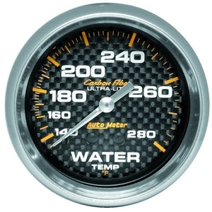 AutoMeter 4831 Autometer Carbon Fiber 2-5/8in 140-280 Deg F Mechanical Water Temp Gauge