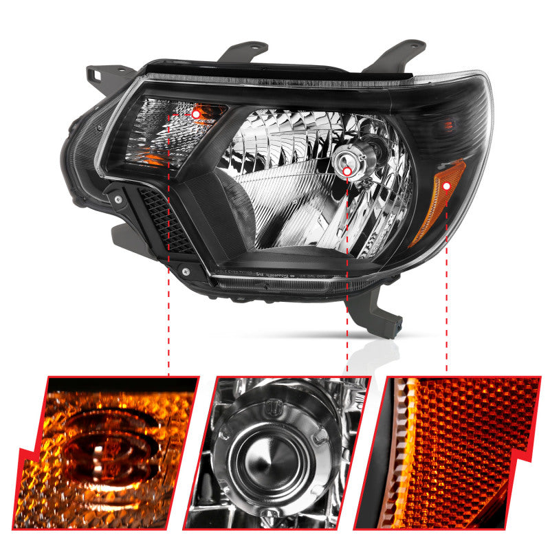 ANZO 111395 2015 fits Toyota 12-20 Tacoma Crystal Headlights Black