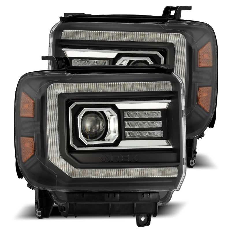 AlphaRex 880613 fits GMC 14-18 Sierra PRO-Series Proj Headlights Plank Style Black w/Activ Light/Seq Signal/DRL