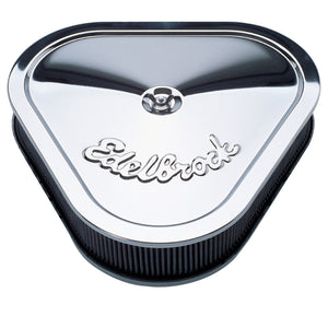 Edelbrock 1222 Air Cleaner Pro-Flo Series Triangular Steel Top 14 125In X 13 375In X 3 5In Chrome
