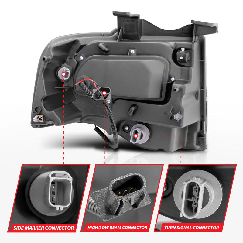 ANZO 111113 2014 fits Ford 07-20 Expedition Projector Headlights w/ Halo Black