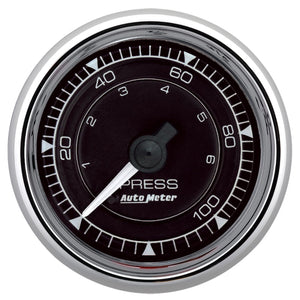 AutoMeter 9721 Autometer Chrono 2-1/16in 100PSI Mechanical Pressure Gauge - Chrome