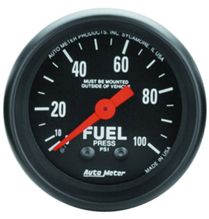 AutoMeter 2612 Autometer Z Series 52mm 0-100 PSI Mechanical Fuel Pressure Gauge