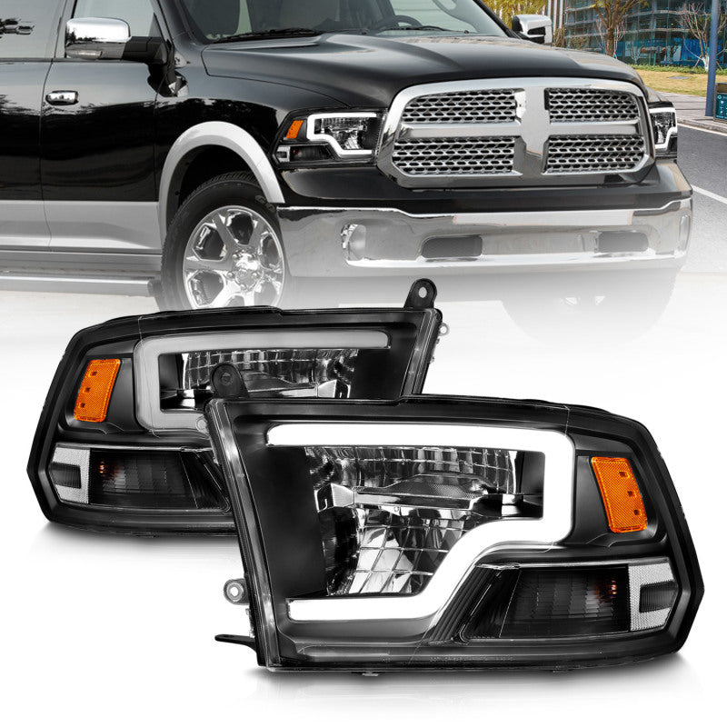 ANZO 111539 2020 fits Dodge 09-20 Ram 1500 Full LED Square Projector Headlights w/ Chrome Housing Black Amber