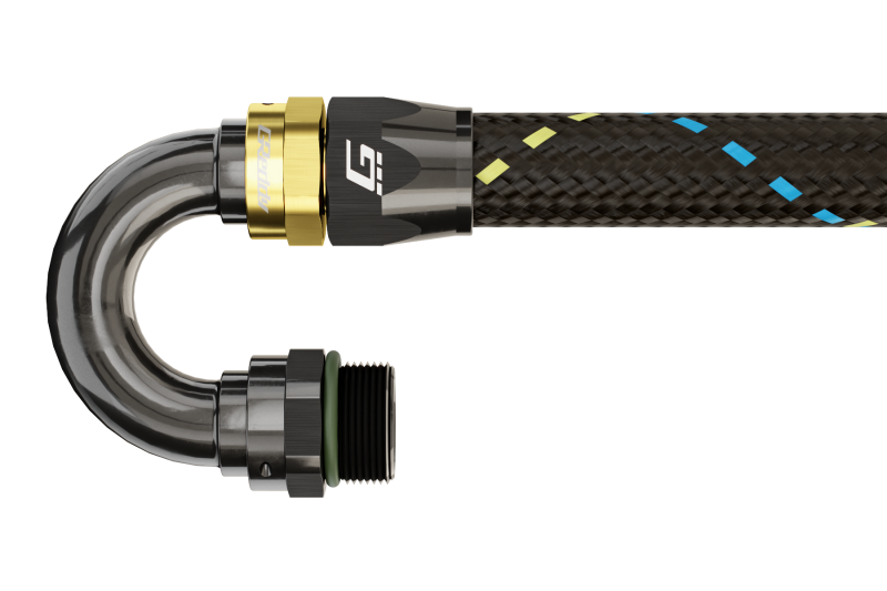 GReddy 12811018 AN10 180 DEGREE ORB MALE BLACK/GOLD ANODIZED