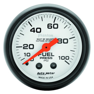AutoMeter 5712 Autometer Phantom 52mm 100 PSI Mechanical Fuel Pressure Gauge