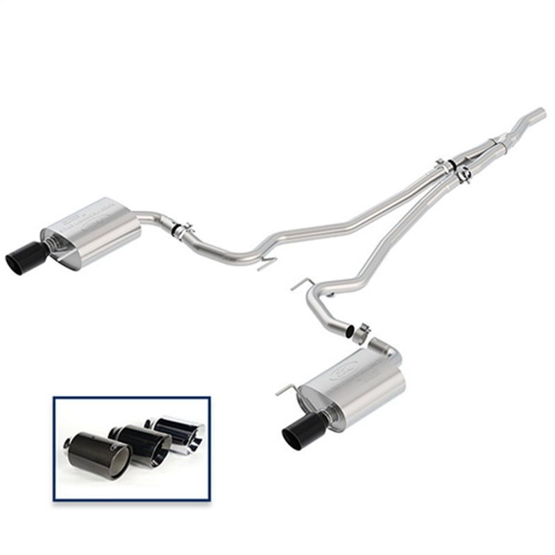 fits Ford Racing M-5200-M4EBA 2018+ Mustang 2.3L EcoBoost Cat-Back Extreme Exhaust System w/ Black Chrome Tips