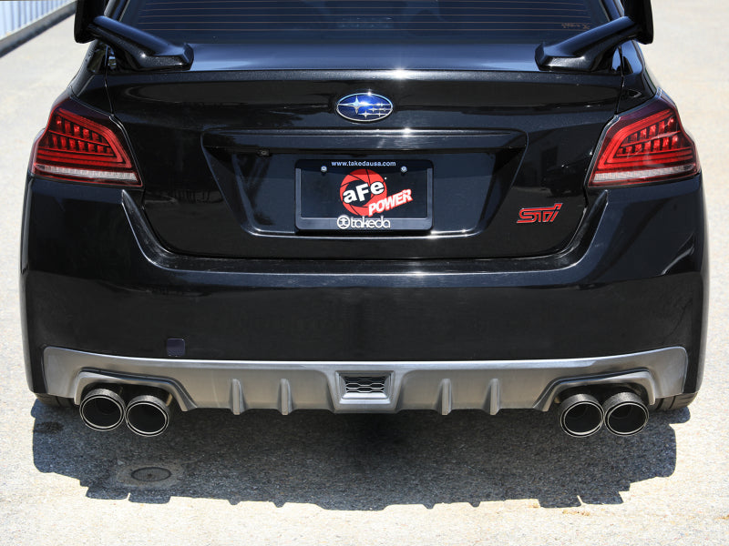 aFe 49-36810-C fits Subaru WRX/STi 15-21 H4-2.0/2.5L Takeda 3in to 2-1/2in Stainless Cat-Back Exhaust Crbn Fiber Tip