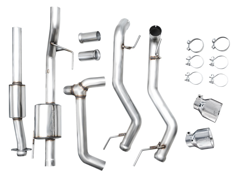 AWE Tuning 2021+ Ford F150 Tremor w/ Bumper Cutouts 0FG Resonated Catback w/ Chrome Silver Tips