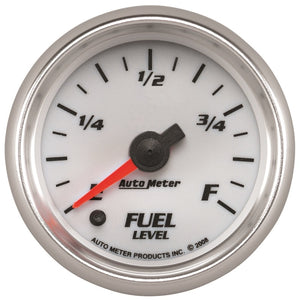 AutoMeter 19709 Autometer Pro-Cycle Gauge Fuel Level 2 1/16in 0-280 Programmable White