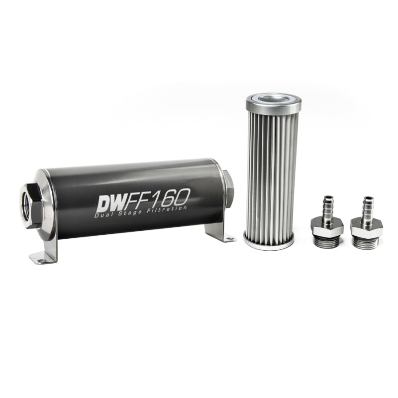 DeatschWerks 8-03-160-005K-516 Stainless Steel 5/16in 5 Micron Universal Inline Fuel Filter Housing Kit (160mm)