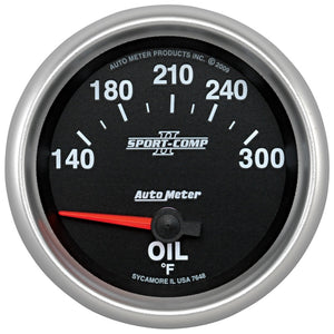 AutoMeter 7648 Autometer Sport-Comp II 140-340 Deg F Short Sweep Electronic Oil Temperature Gauge
