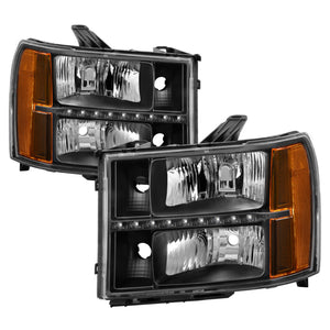 xTune 9037429 fits GMC Sierra 07-13 Headlights with Daytime LED Running Light -