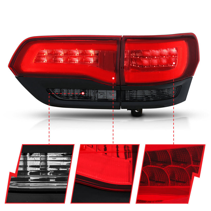 ANZO 311269 2016 fits Jeep 14-20 Grand Cherokee LED Taillights Red/Smoke