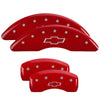 MGP 14250SBOWRD 4 Caliper Covers Engraved Front & Rear Bowtie Red Finish Silver