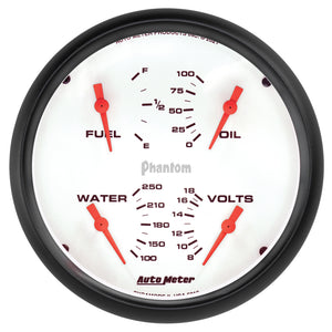 AutoMeter 5819 Autometer Phantom Quad 5in. Gauge 0 Ohm (E) - 90 Ohm (F) Electric
