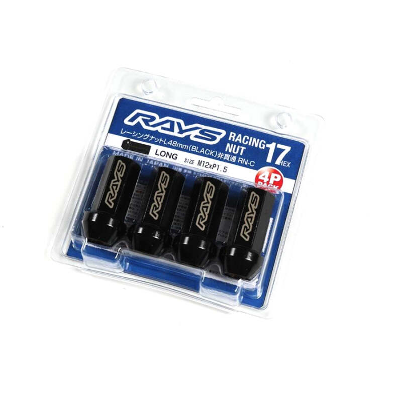 Rays W17RN12150BL48C 17HEX Racing Nut 12x1.5 Set L48 (Closed End) (4 PCS) - Blk Chromate