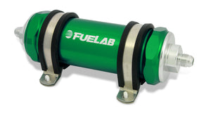 Fuelab 82832-6 828 In-Line Fuel Filter Long -8AN In/Out 6 Micron Fiberglass - Green
