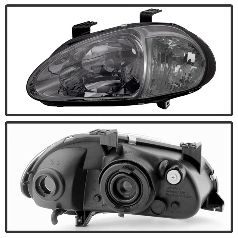 5013439 Xtune fits Honda 93-97 Del Sol 1Pc Crystal Headlights Smoke HD-ON-HDEL