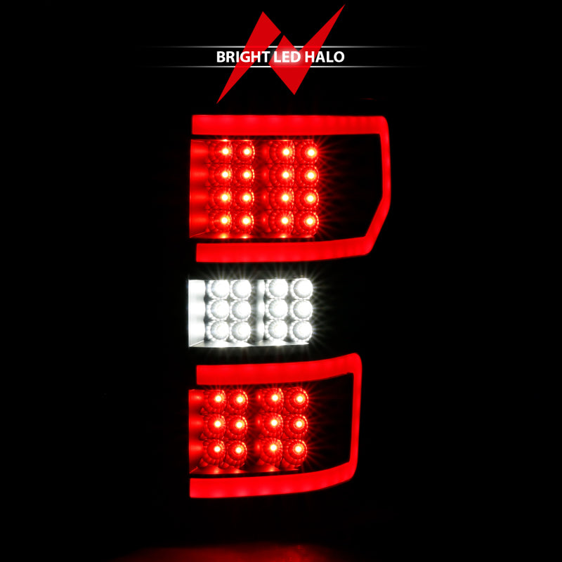 ANZO 311314 fits Ford 18-19 F-150 LED Taillight Black Housing Clear Lens Red Light Bar W/Sequential