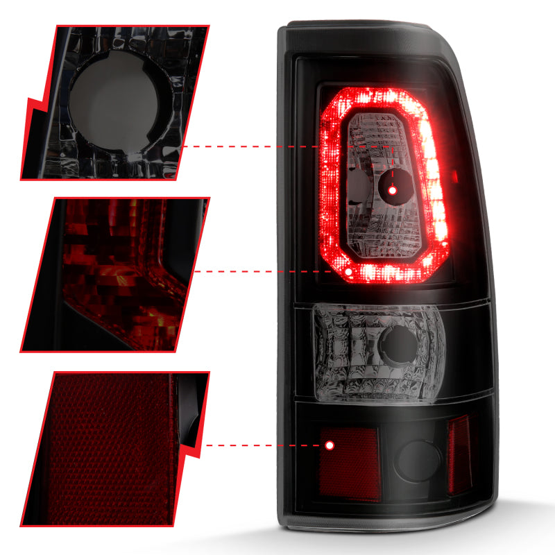 ANZO 311328 2006 fits Chevy 03-20 Silverado 1500 LED Taillights Plank Style Black w/Smoke Lens