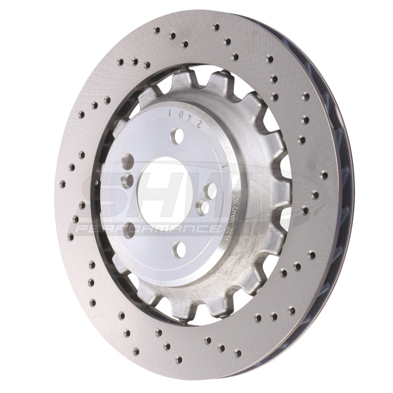 SHW Performance BRR48254 SHW 19-21 fits BMW M2 Competition 3.0L Right Rear Cross-Drilled Lightweight Brake Rotor (34118072020)
